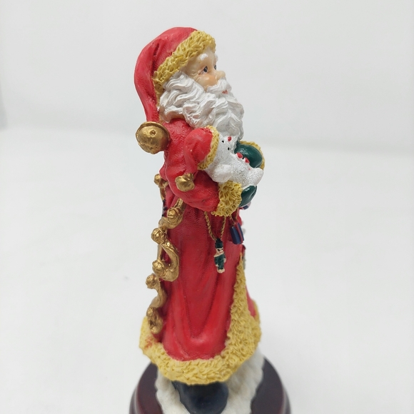 Santa Claus Figurine Saint Nicholas On Wooden Base Christmas Decoration - Picture 4 of 7